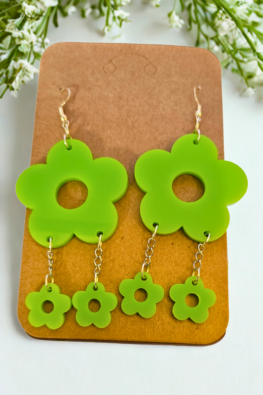 Green Floral Earrings