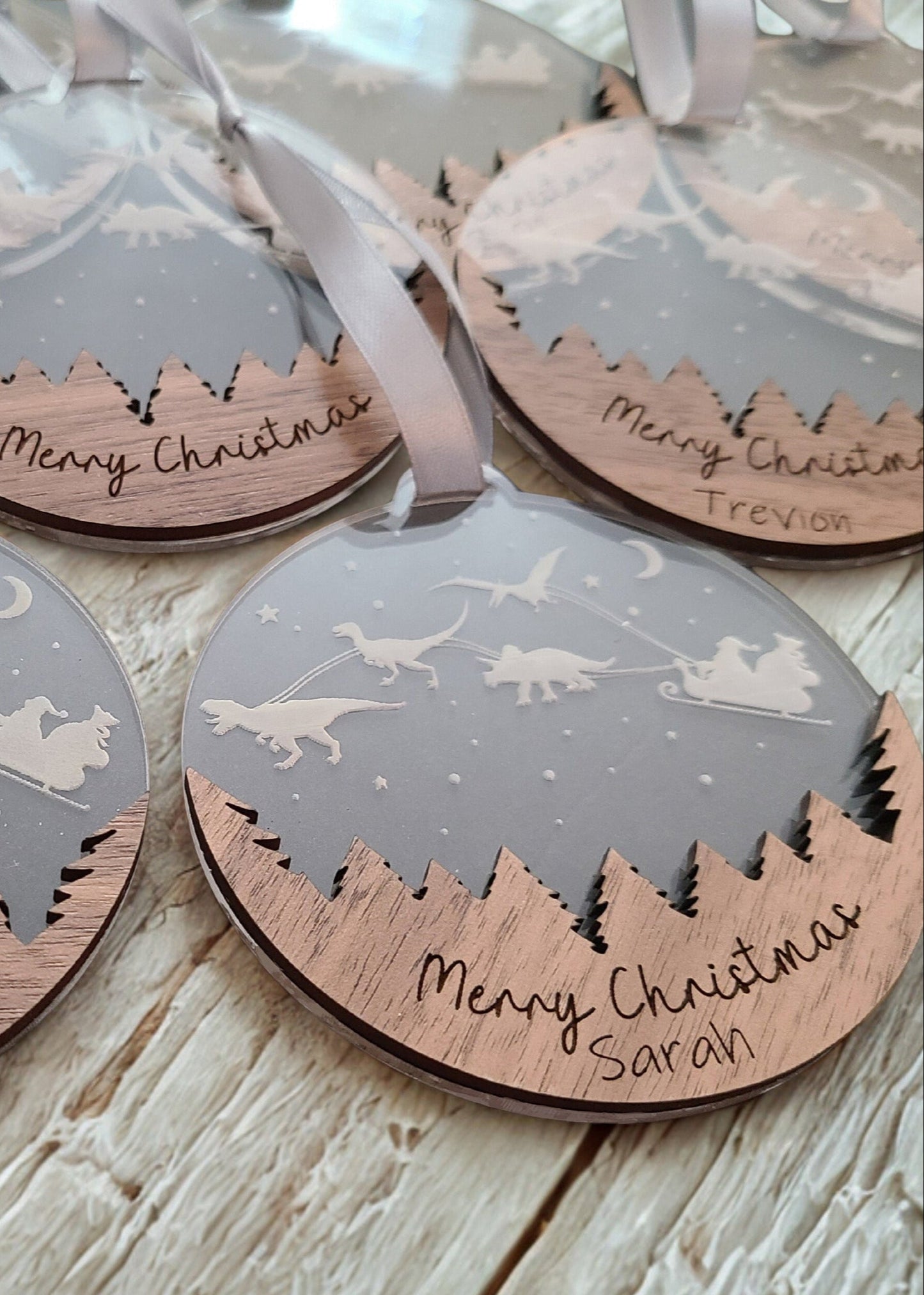 Dinosaur Sleigh Santa Ornament