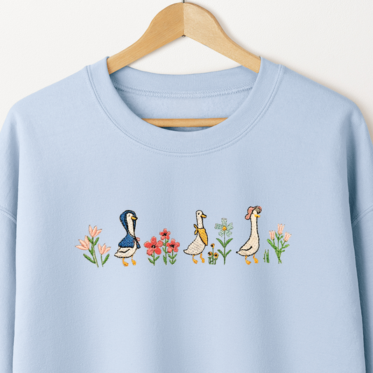 Summer Geese Embroidered Sweater